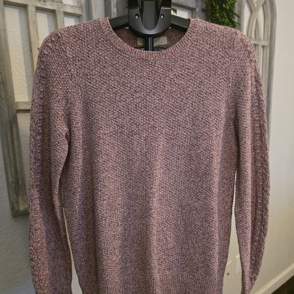 LOFT Women's Heathered Pink Crewneck Sweater